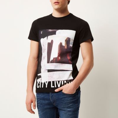 Black Systvm city living print t-shirt